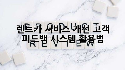 렌트카 서비스 개선: 고객 피드백 시스템 활용법
